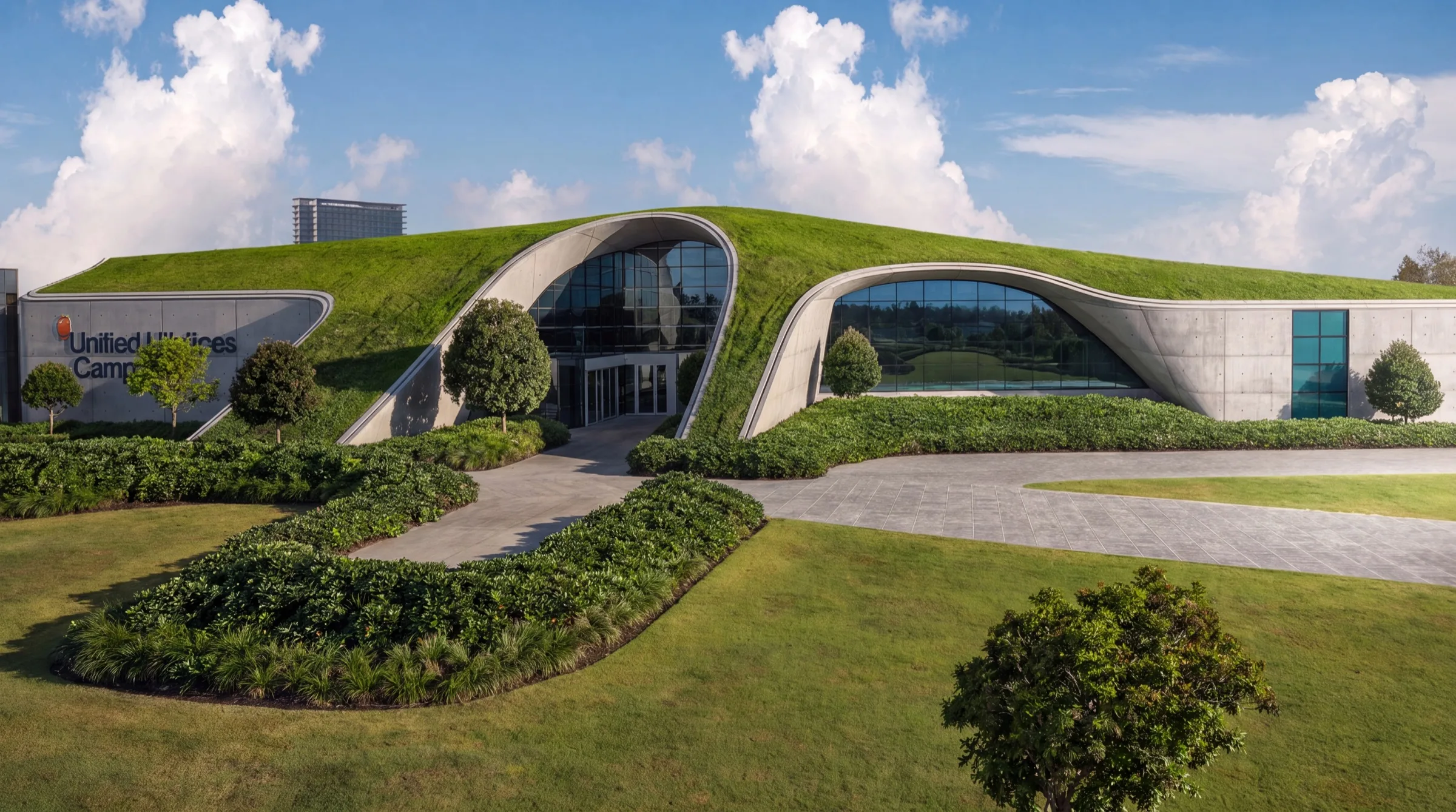 Unified Utilities Campus with a living green roof